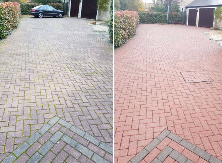 driveway before and after cleaning